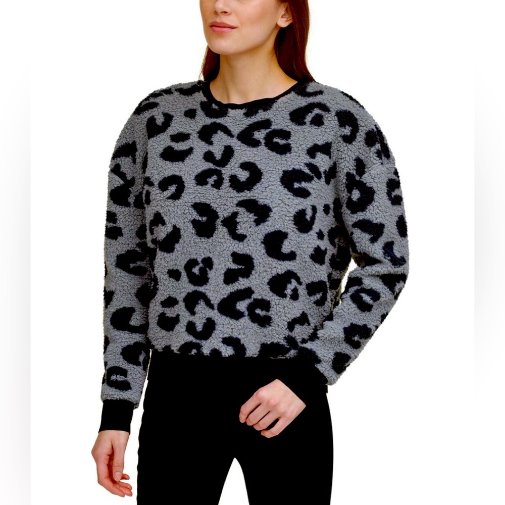 DKNY FLEECE CROPPED CREWNECK SWEATER (NWT)